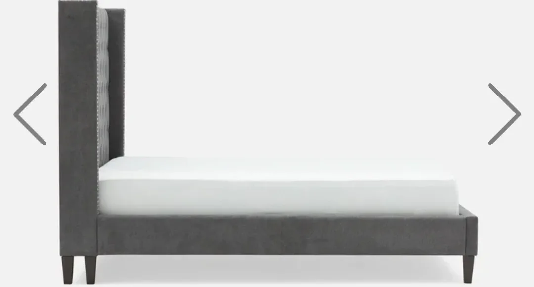 STRUCTUBE grey Tufted Upholstered Wingback Queen Bed image indicator(6)