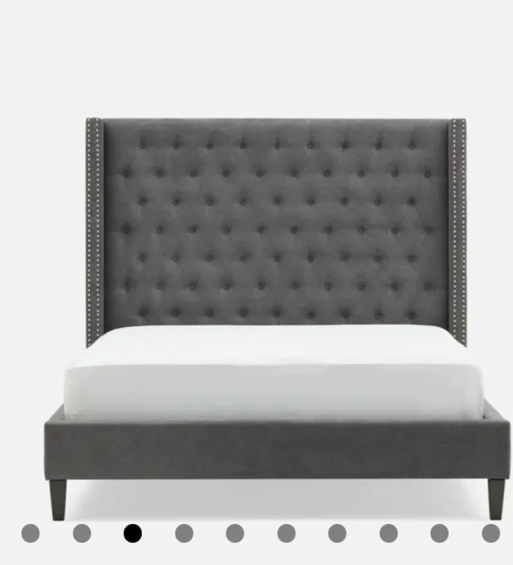 STRUCTUBE grey Tufted Upholstered Wingback Queen Bed image indicator(9)