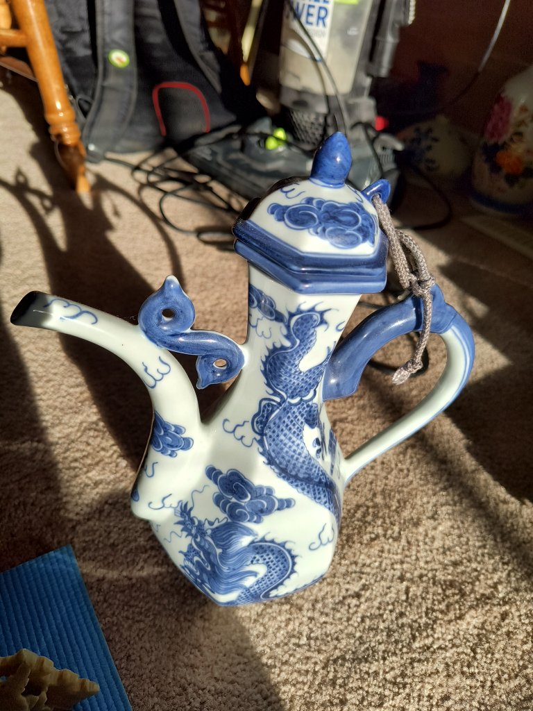 Unique Blue and White Dragon Teapot