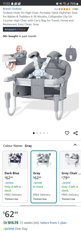 Orzbow Portable High Chair - Gray