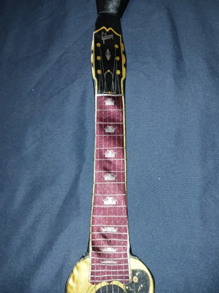 👉👔🎸🎶 fun classy Gibson Guitar Silk Designer Tie image indicator(4)