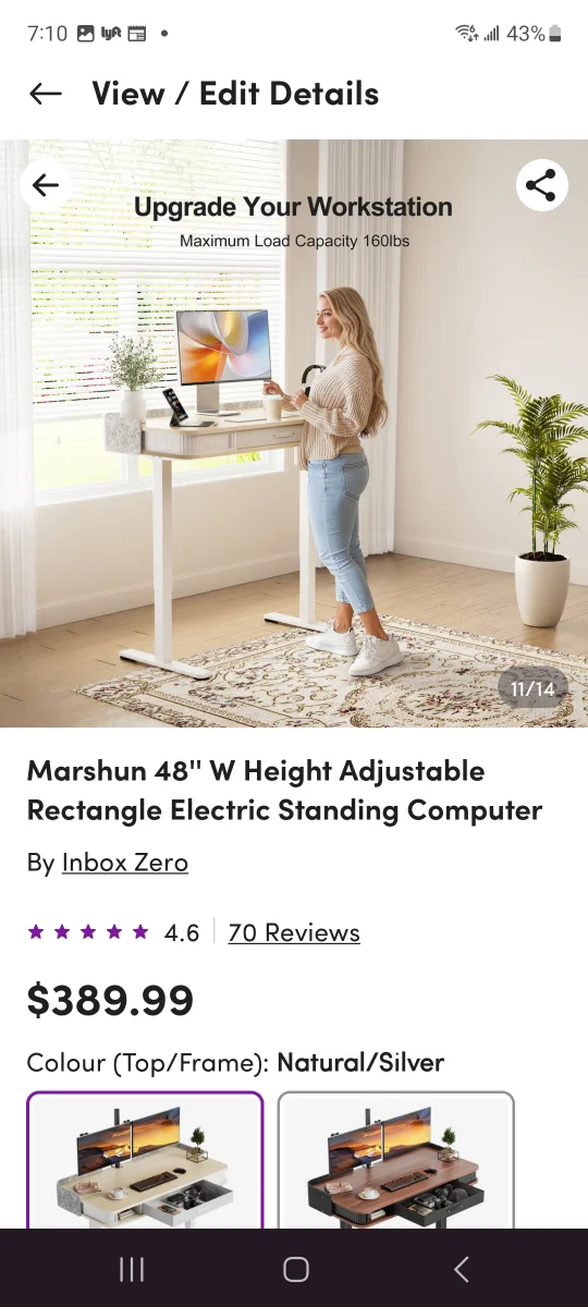 Inbox Zero Marshun Electric Standing Desk - 48" Wide image indicator(3)