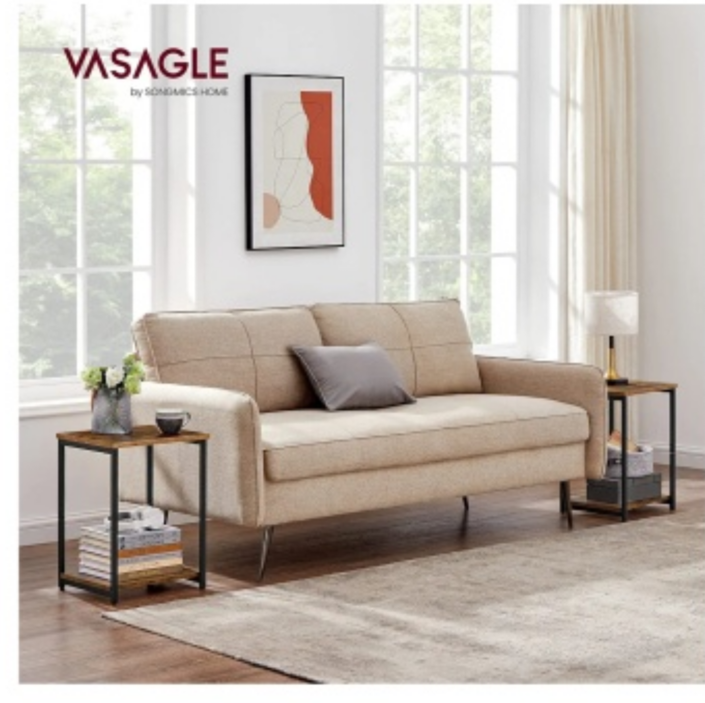 VASAGLE Rustic Brown Two-Tier Side Table - photo 2