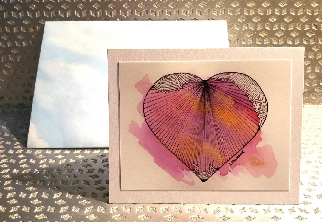 Handmade Watercolor Heart Greeting Card image indicator(2)
