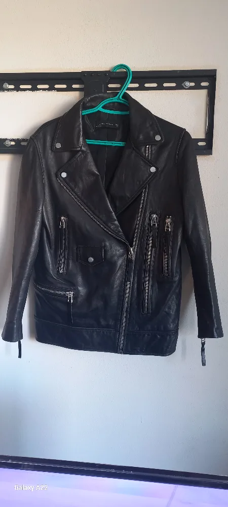 Women's Black Leather Jacket image indicator(2)