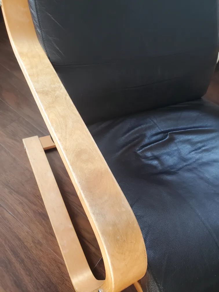 Ikea poang black leather chair image indicator(4)