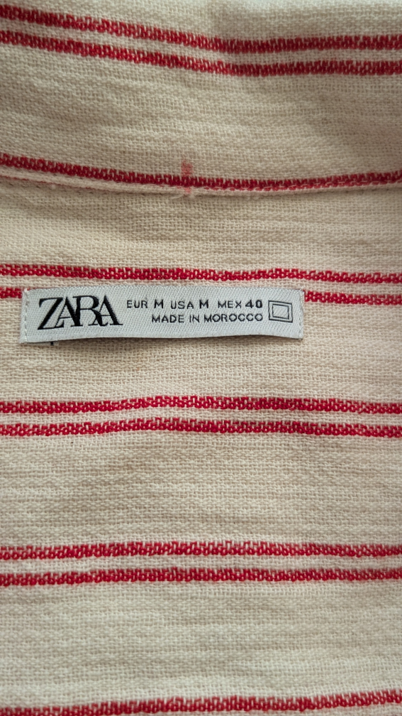 Zara Size M Red and White Striped Button-Up Shirt Jacket - photo 2