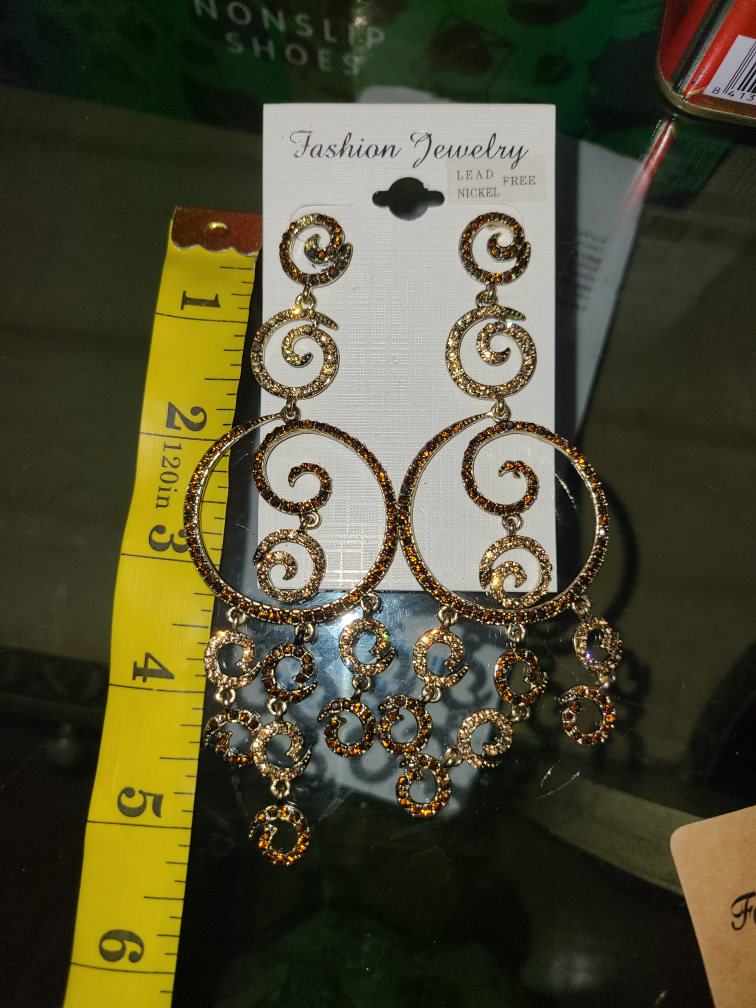 Gold Tone Crystal Dangle Earrings - photo 2