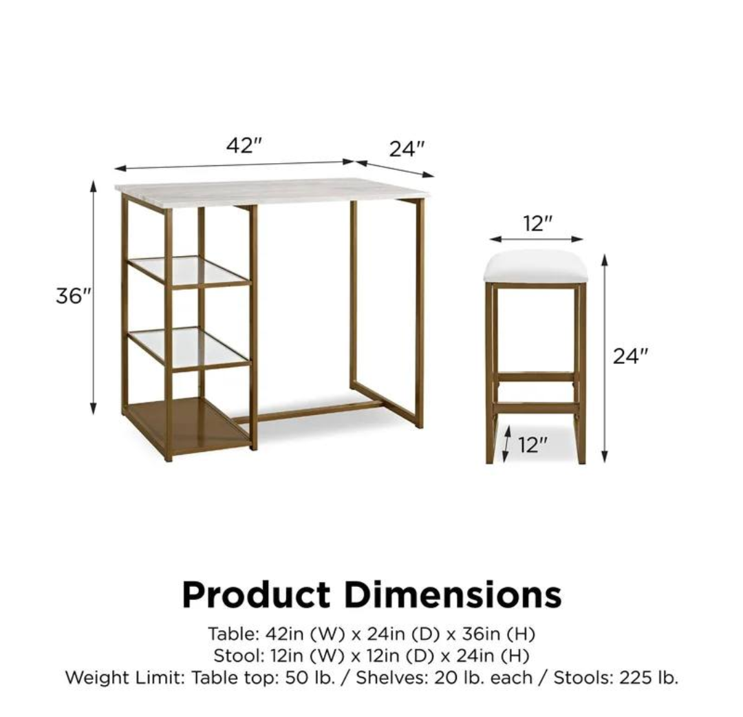 Modern Kitchen Table Set with Two Stools - photo 2