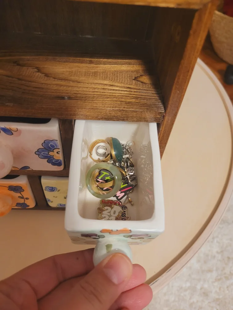 Persian Handmade Wooden organizer with ceramic drawers image indicator(2)