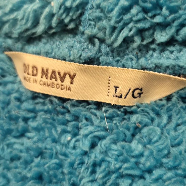 Old Navy Teal Sherpa-Lined Zip-Up Hoodie - Size L/G Like New image indicator(4)