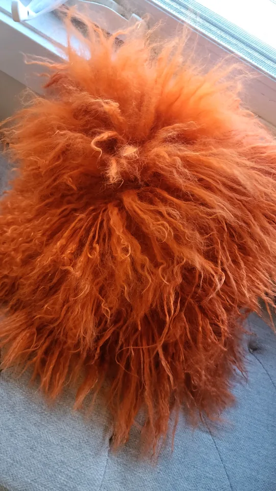 Burnt Orange Fluffy Alpaca fur shag Pillow image indicator(4)