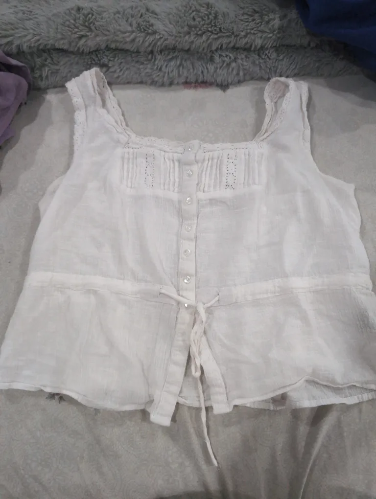 Vintage White Cotton Camisole Top thumbnail