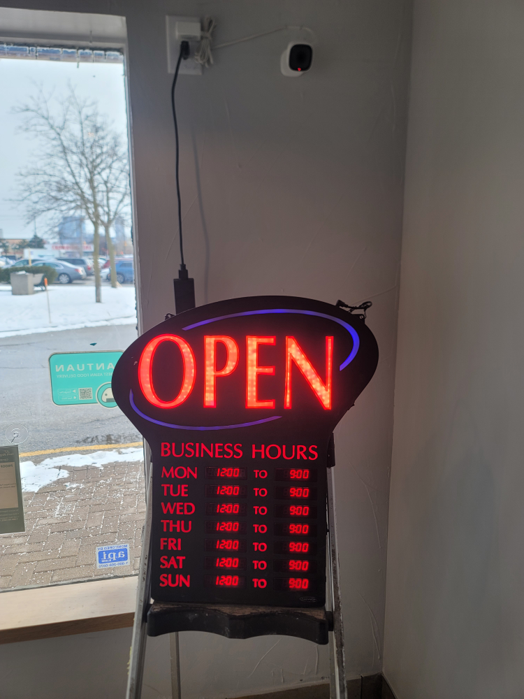 Business Open Sign with Business Hours Display