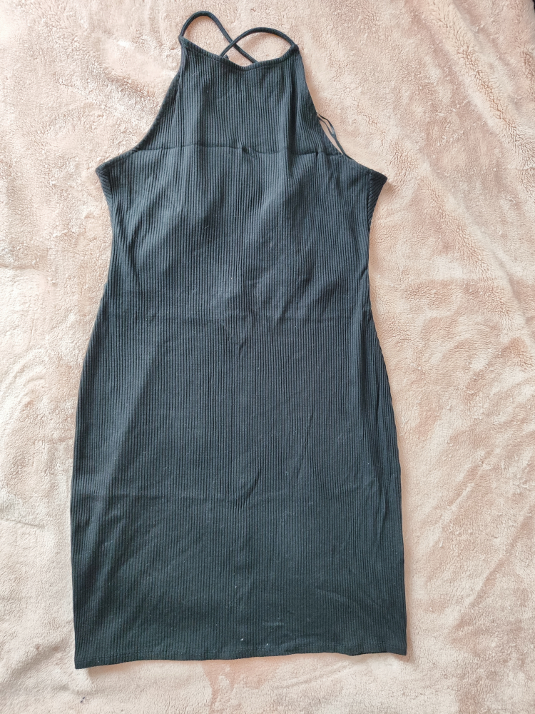Black Ribbed Halter Dress