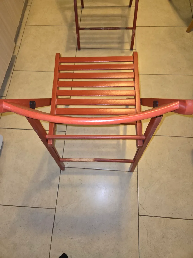 Pair of Red Folding Wooden Chairs image indicator(2)