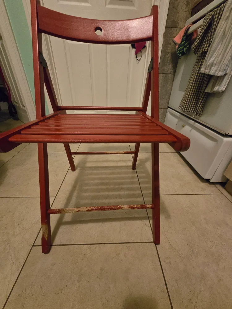 Pair of Red Folding Wooden Chairs image indicator(7)