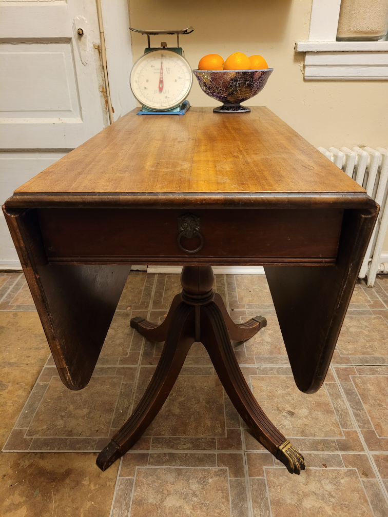 Antique Drop Leaf Table with Drawer - photo 2