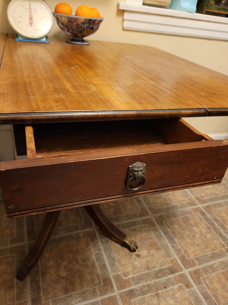 Antique Drop Leaf Table with Drawer - photo 3