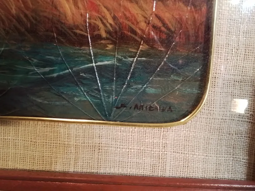 Graceful Mallard' Ducks Alighting Oil Painting On Leaves image indicator(5)