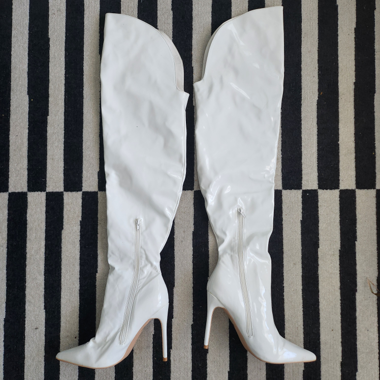 FashionNova White Patent Leather Over-the-Knee Boots - photo 2