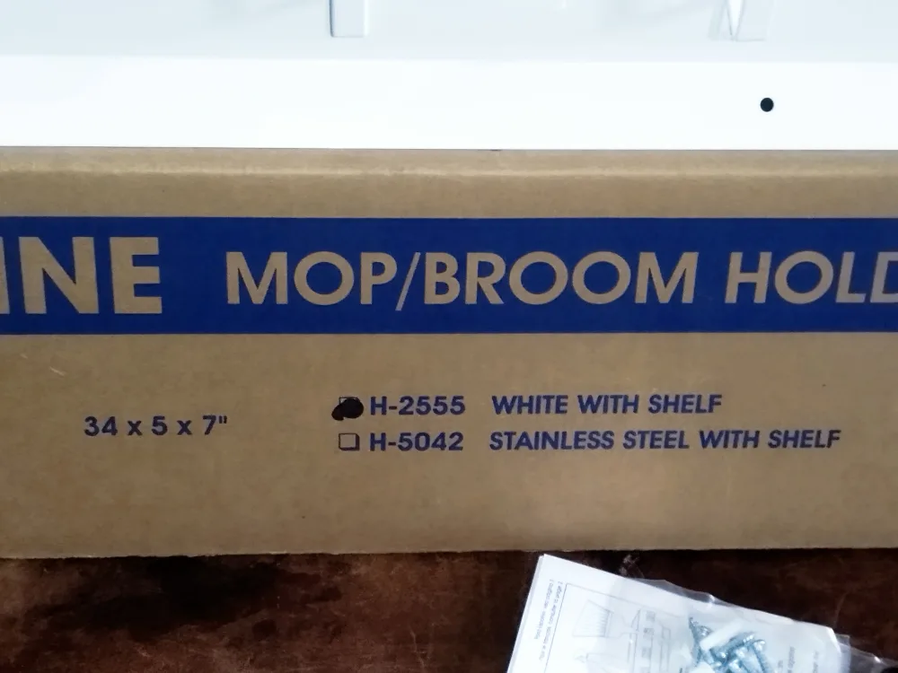 ULINE Mop and Broom Holder with Shelf - White image indicator(4)