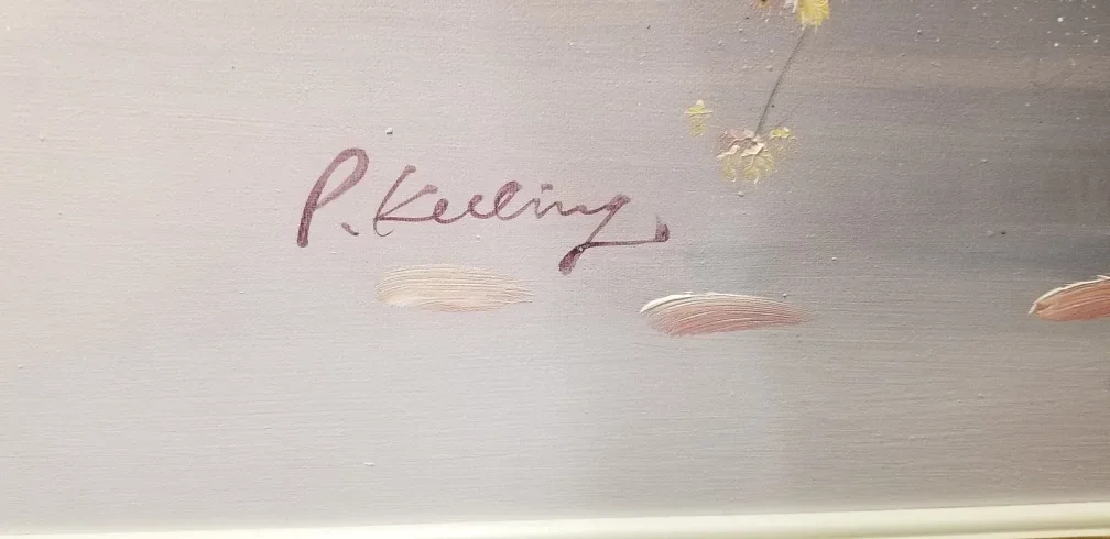 Large Floral Oil Painting by P. Keeling image indicator(2)