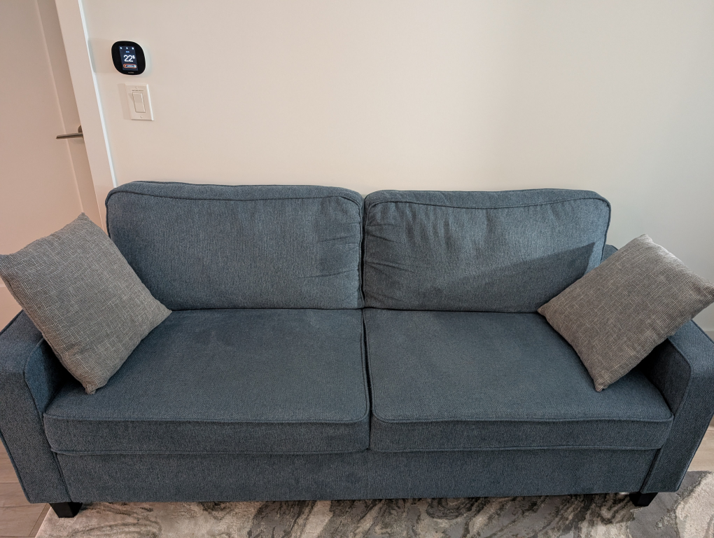 Wayfair 3 seater Blue Sofa with Pillows