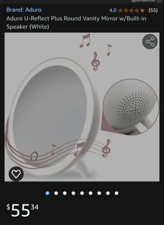 Aduro U-Reflect Vanity Mirror with Built-in Speaker image indicator(3)