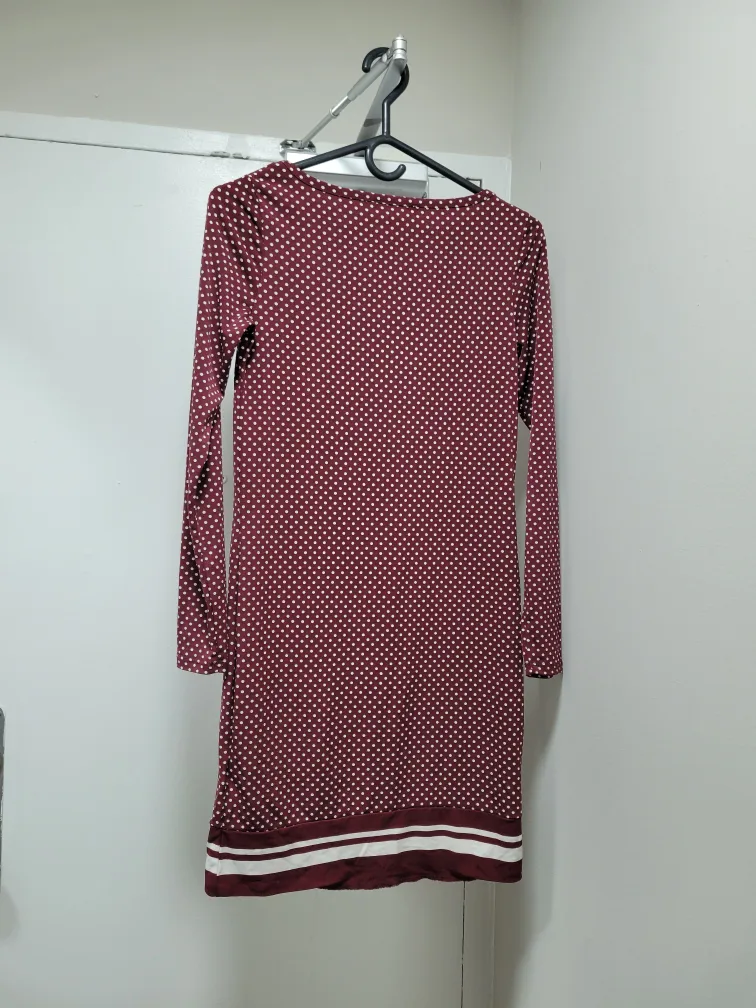 Michael Kors Maroon Polka Dot Mini Dress image indicator(3)