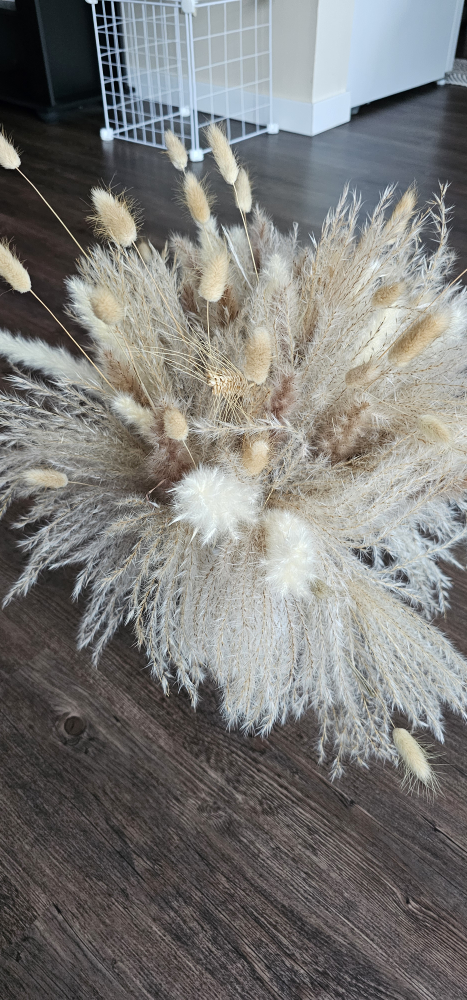 Dried Pampas Grass Bouquet in White Vase - photo 3