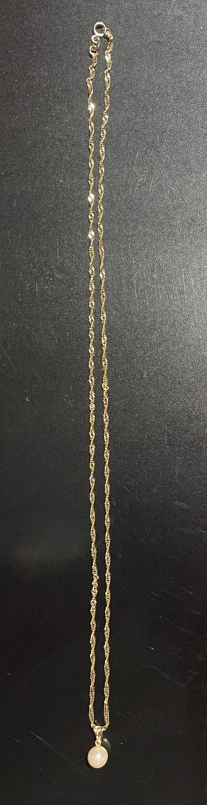 10K Gold Necklace w/ Cultured Pearl pendant with Diamond Accent image indicator(5)