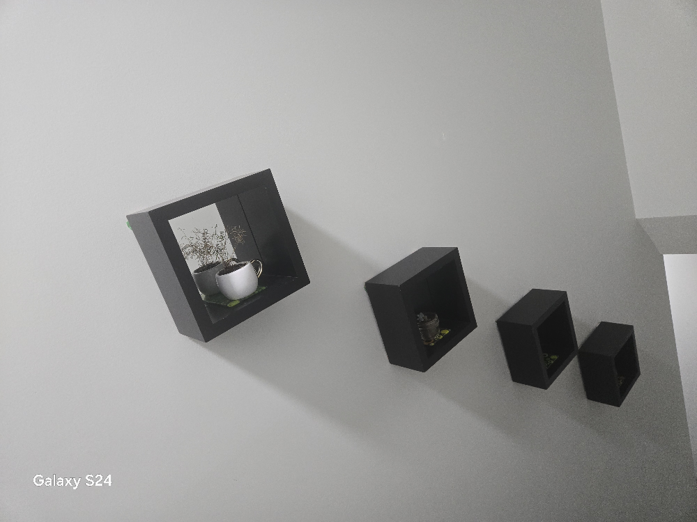 Set of Four Black Floating Cube Shelves