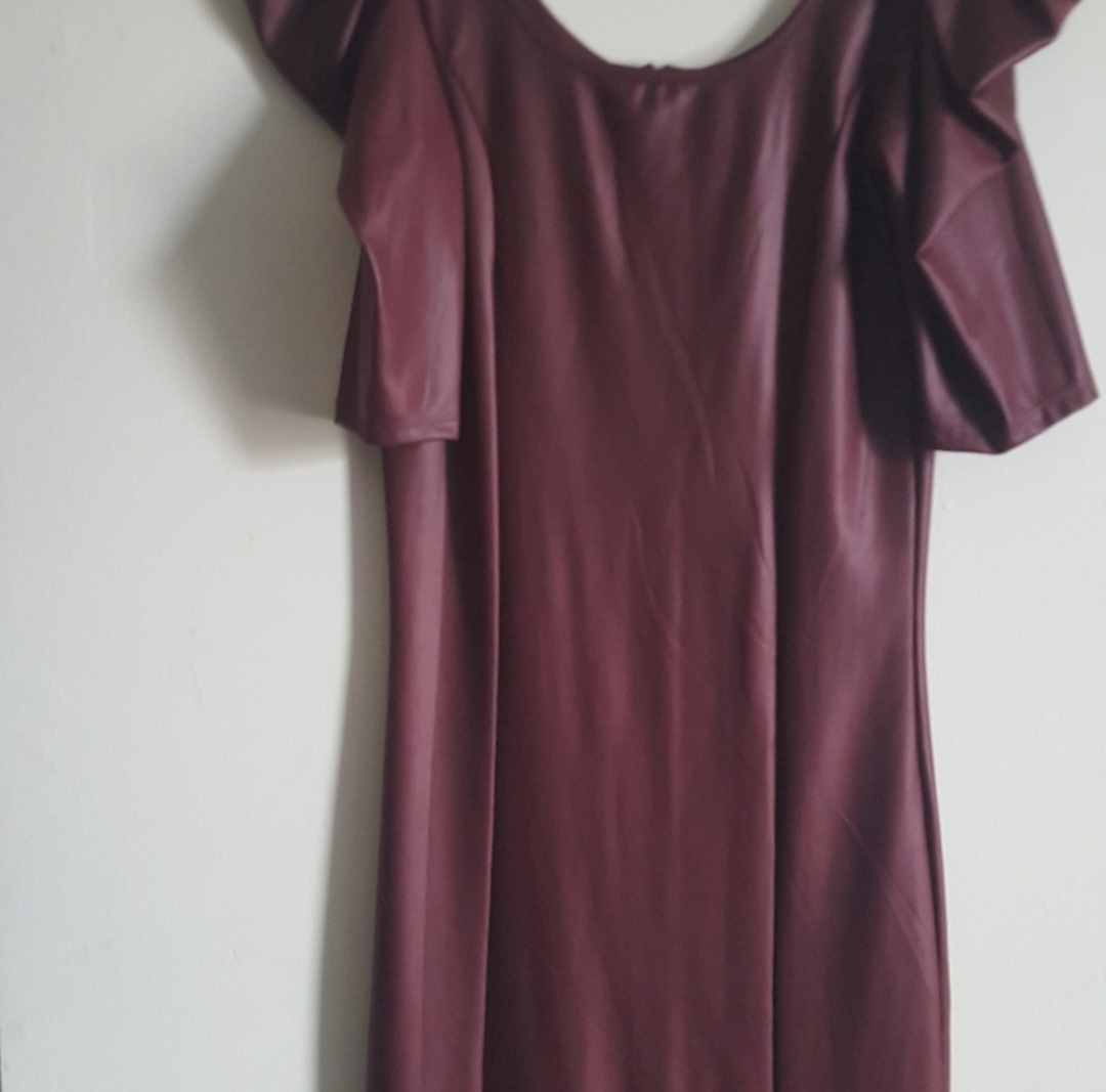 Burgundy Faux Leather Dress - photo 5