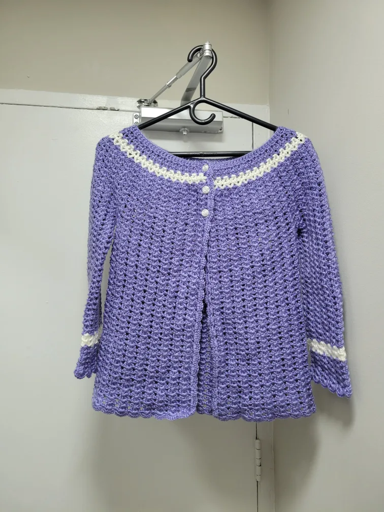 Hand-Crocheted Lavender Cardigan image indicator(2)