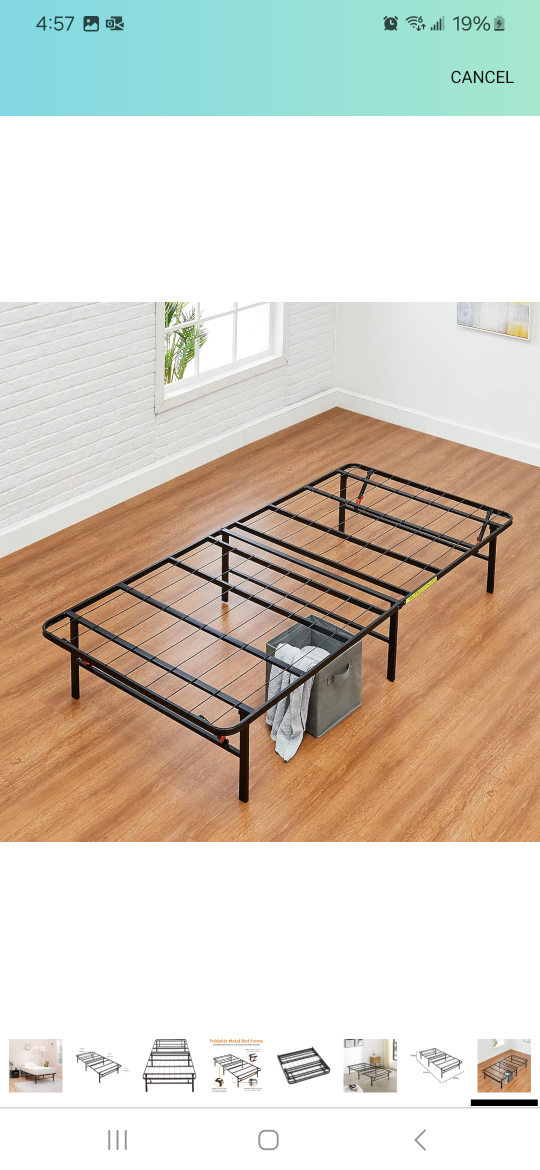 Foldable Metal Bed Frame + Mattress - Twin Size
