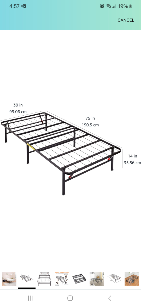 Foldable Metal Bed Frame + Mattress - Twin Size - photo 5