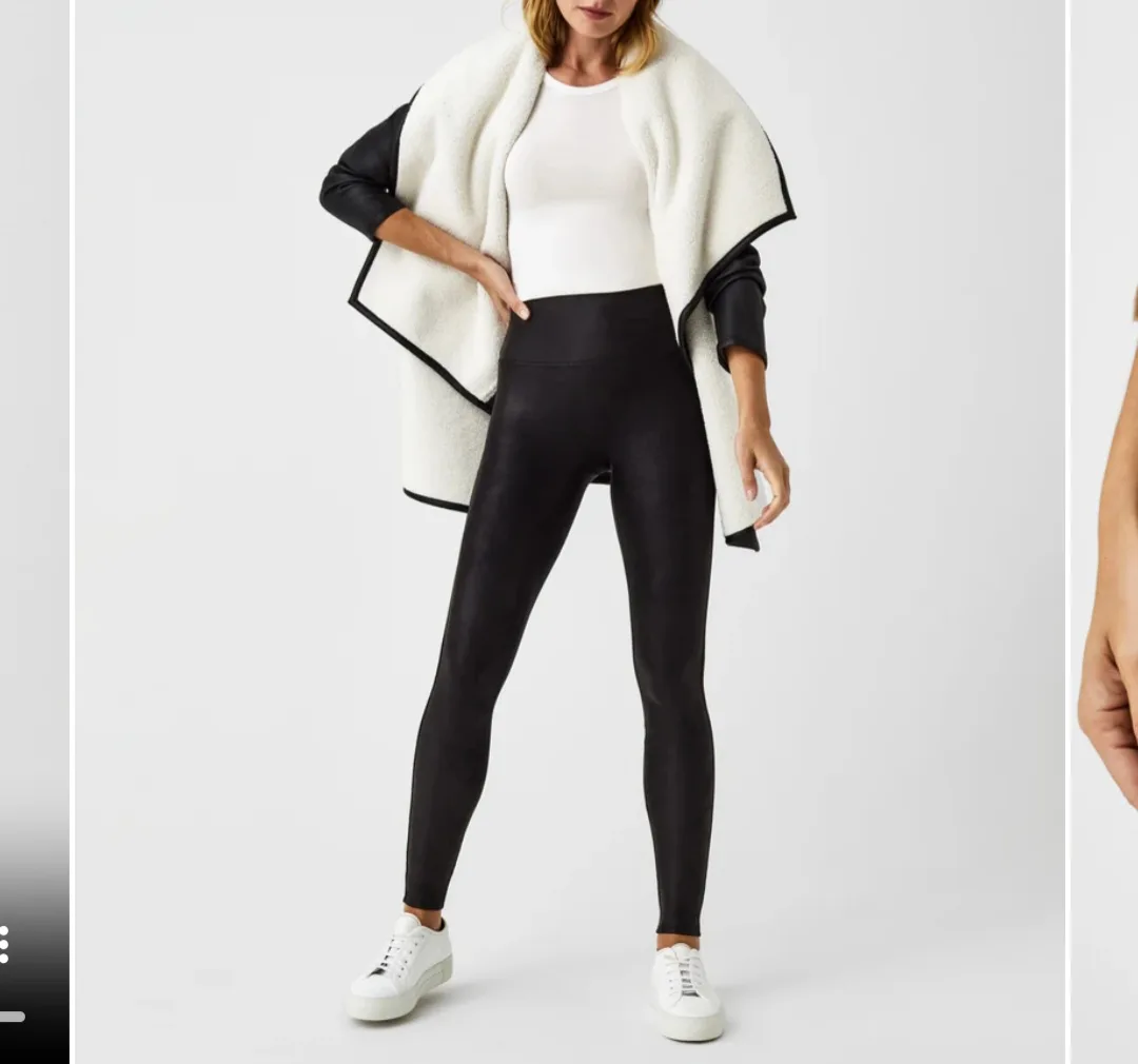 Black Faux Leather Leggings with Fleece Lining thumbnail