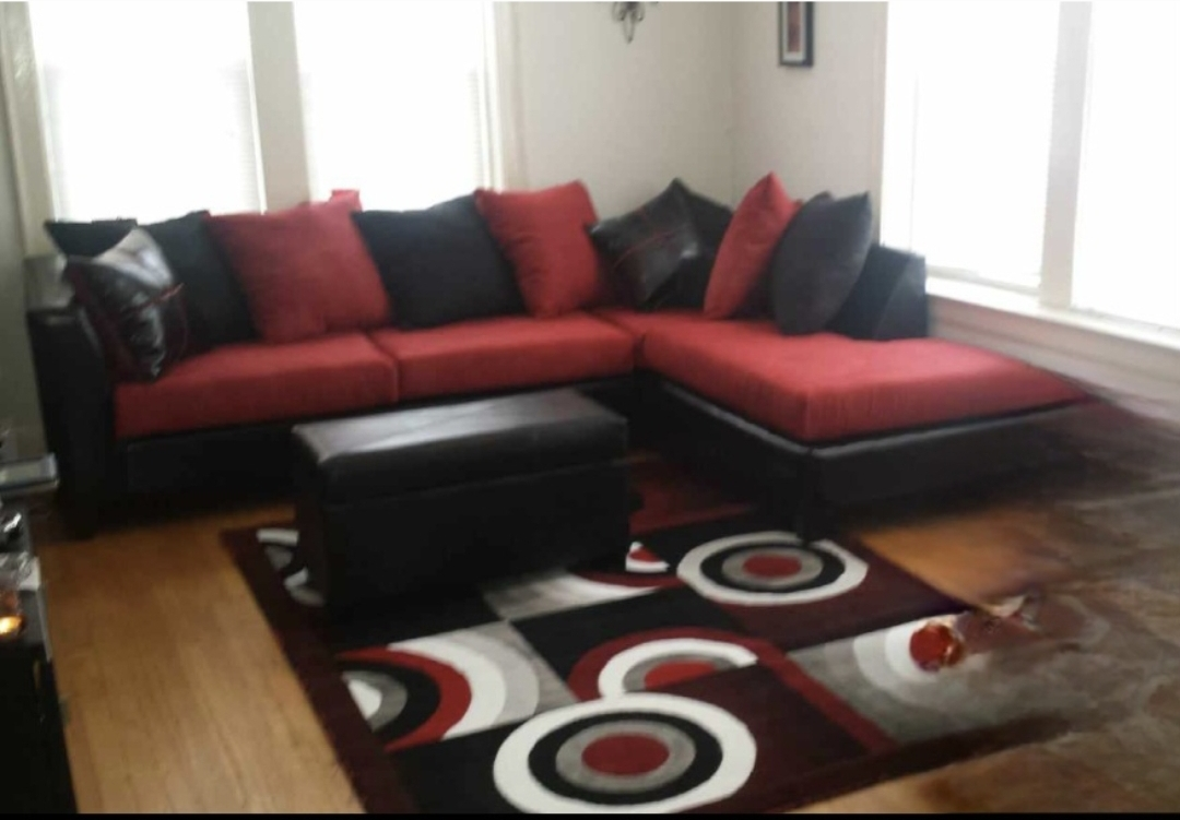 Red and Black Sectional Sofa