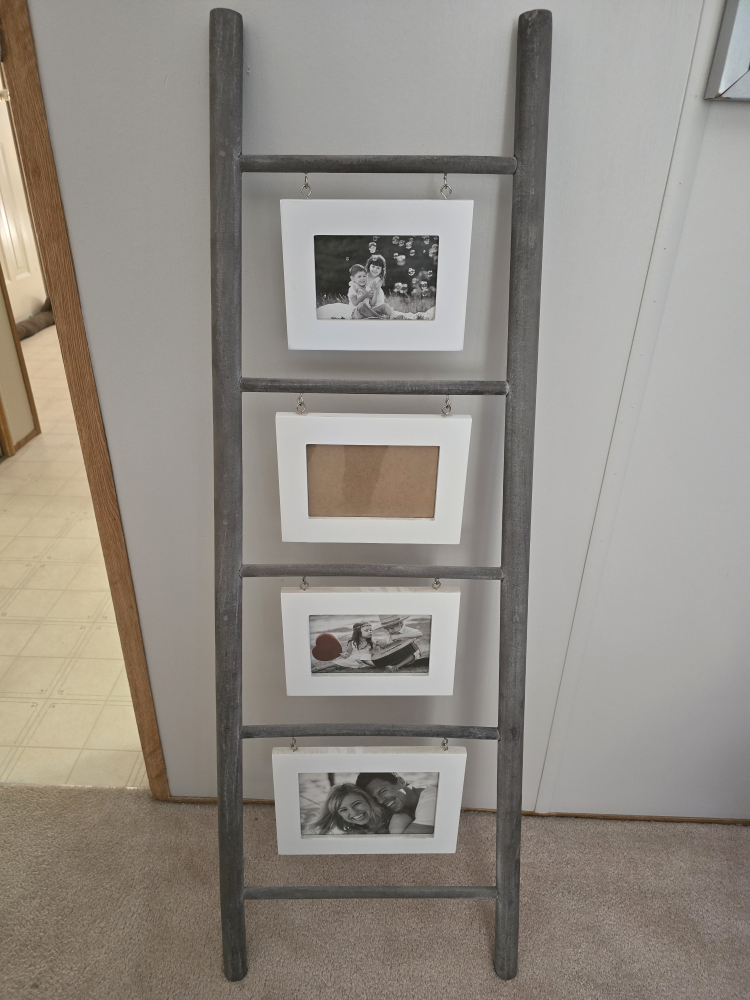 Grey Ladder Photo Display