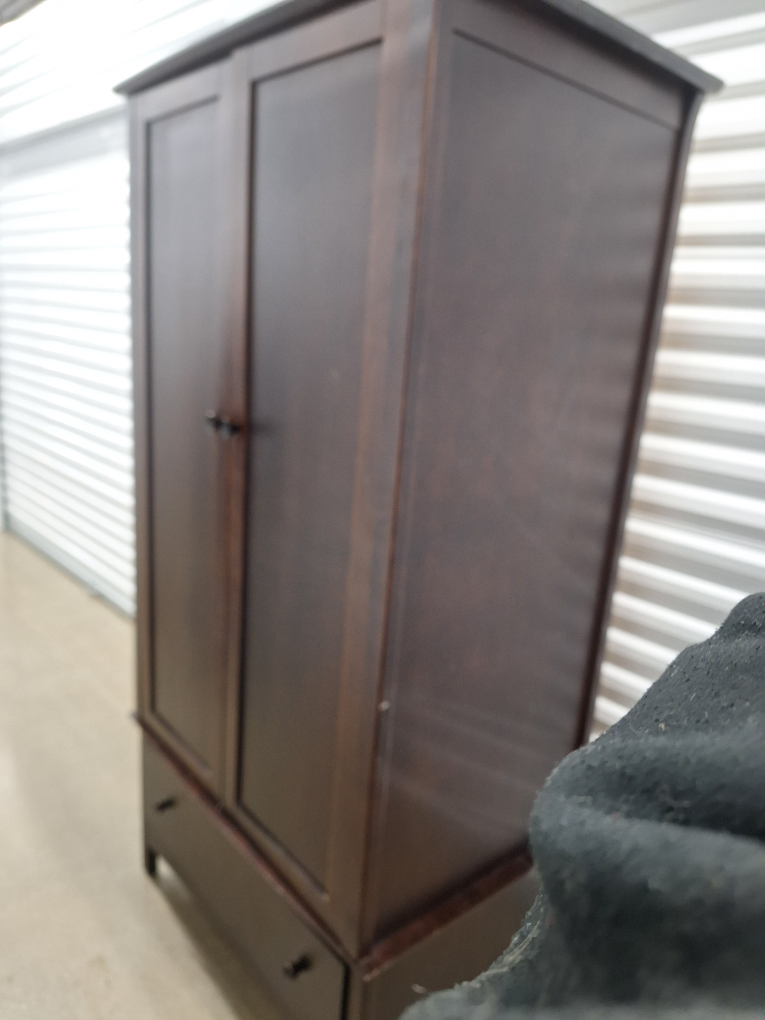Dark Brown Wooden Armoire with Drawer