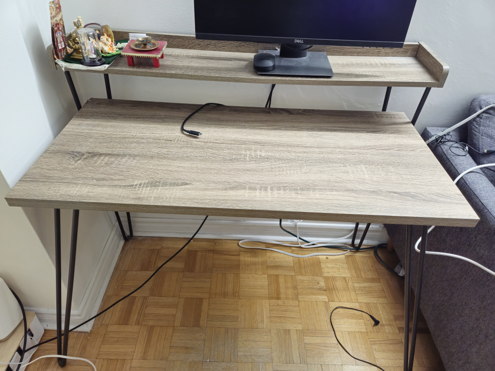 Mid-Century Modern Writing Desk with Monitor Shelf - photo 3