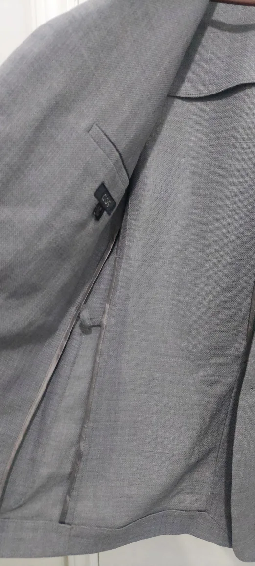 COS Men's Grey Blazer 100% Wool Size 36R image indicator(7)