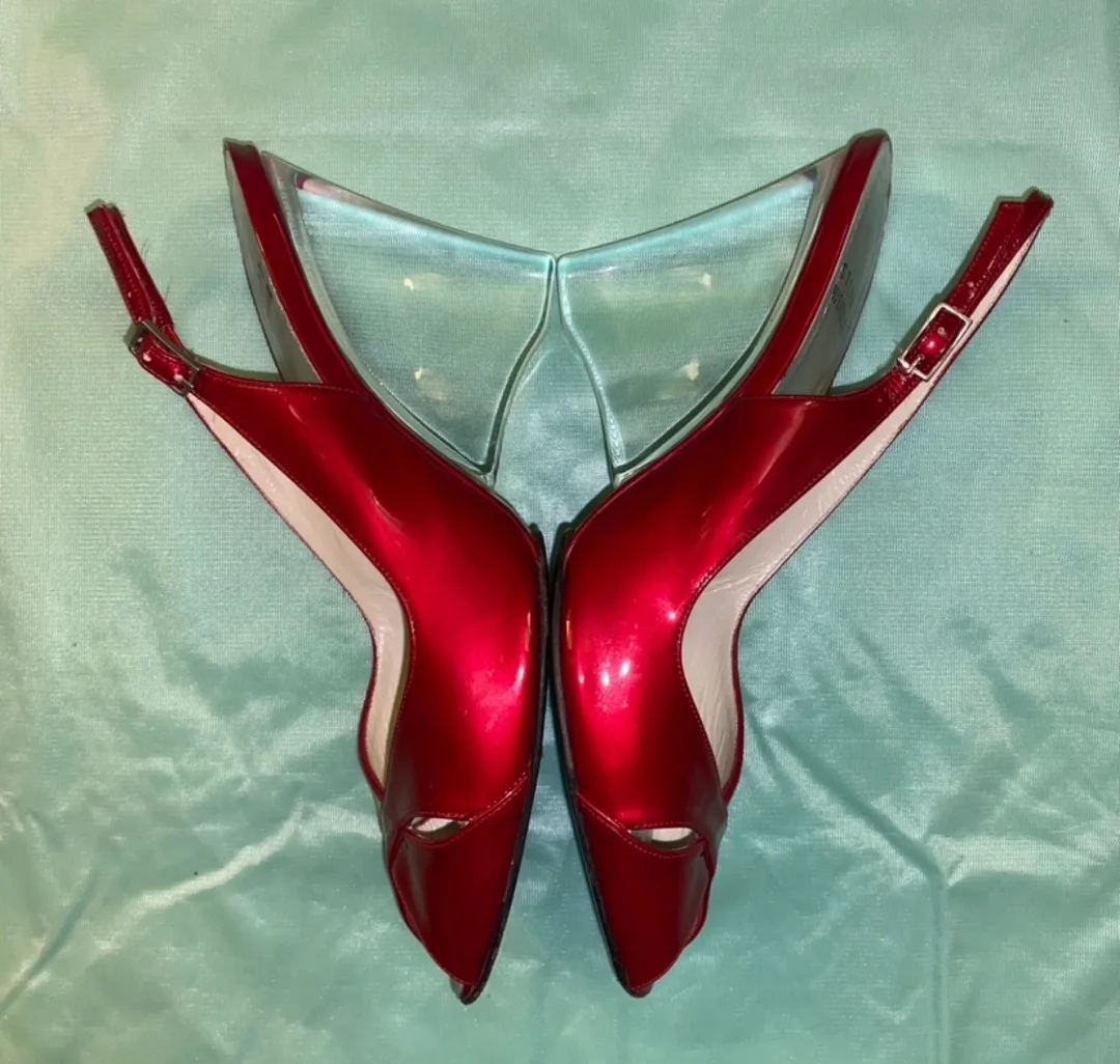 Stuart Weitzman Lucite Wedge Peeptoe Heels image indicator(4)