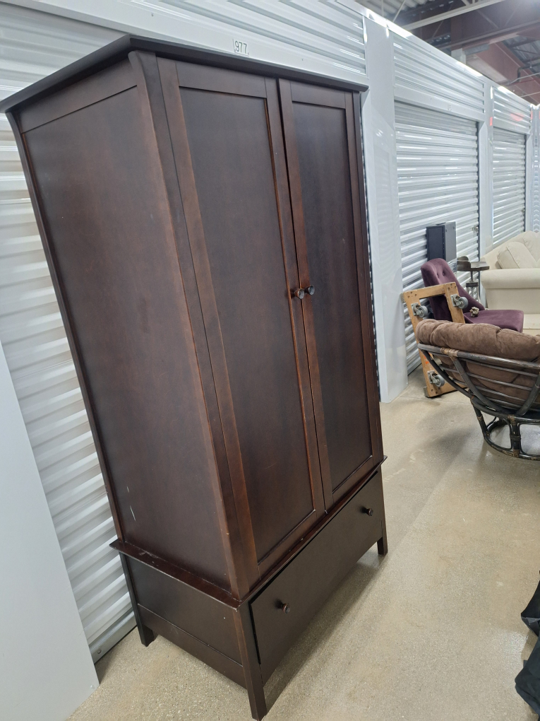 Dark Brown Wooden Armoire with Drawer - photo 2