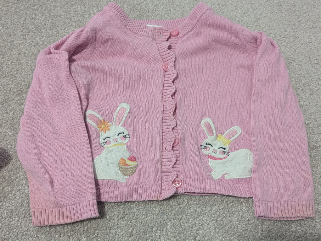 Baby Girl Pink Bunny Cardigan and Dress Set - 18 months - photo 3