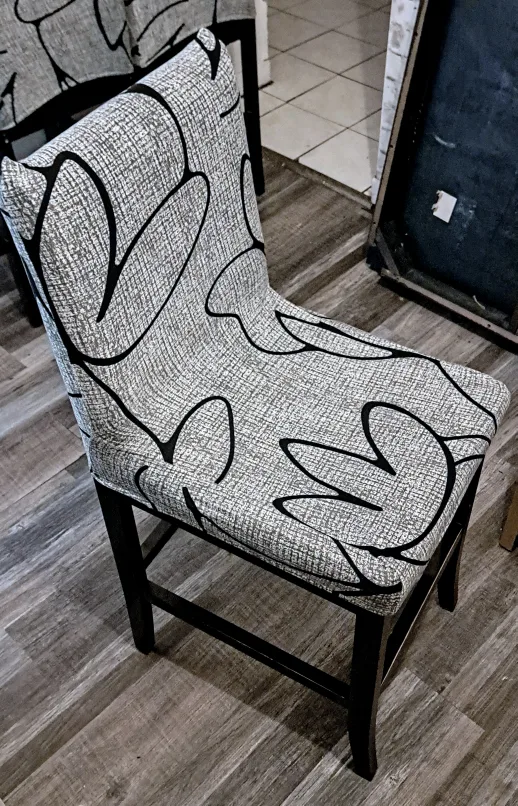 Set of Four Leather Black Bar Stools with Grey and Black Covers image indicator(3)