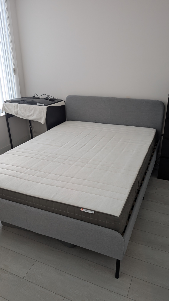 IKEA Grey Double Bed Frame with Mattress