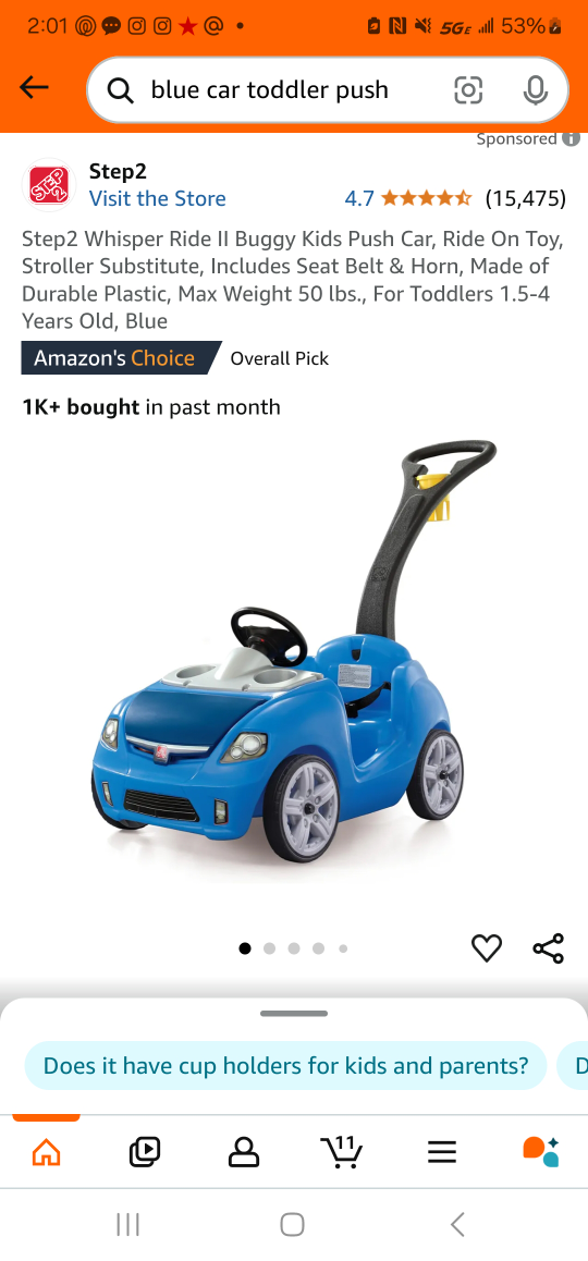 Step2 Whisper Ride II Blue Push Car