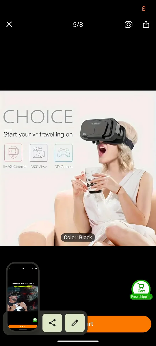 VR SHINECON SC-G10 Virtual Reality Glasses - Black image indicator(3)